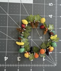 Vintage Plastic Acrylic Resin Fruit Salad Charm Bracelet Colorful Beads Silver