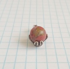 Vintage Pendant natural jasper stone Sterling Silver 925 test Women Jewelry