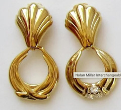 NOLAN MILLER Gold Plated Rhinestone & Bead Interchangeable CLIP Earring Set NEW