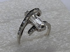 Vintage ring sterling silver 925 Size 7.5 Wt 3.65g Long Baguette Ukraine Bypass