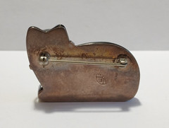 GREAT FALLS METAL WORKS GFMW VINTAGE STERLING SILVER CARVED ONYX CAT PIN BROOCH
