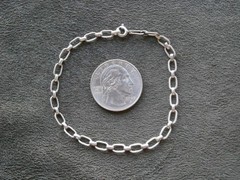 Textured Oval Link Chain Vintage Sterling Silver Charm Bracelet 7.25″ ~ 2.8g