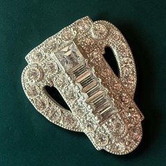 Dress Clip Art Deco Rhinestone Pot Metal Clear Crystal Vintage Fur