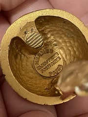 Hermès Paris Signed Gold Tone Round Dome Clip-On Stud Earrings