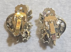 Vintage Weiss Clear Rhinestone Clip Earrings Silver Tone Baggett Signed