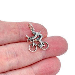 Vintage Sterling Silver 925 Female Cyclist Bicycle Charm