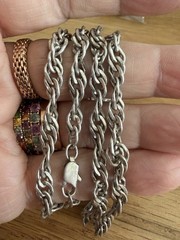 VINTAGE TAXCO MEXICO 925 STERLING SILVER TWISTED CURB LINK ROPE NECKLACE