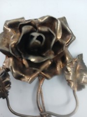Vintage Copper Brass Flower Bangle Cuff Bracelet Boho Large