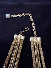 Gold Tone Leaf Necklace White Faux Pearl Round