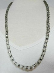 Sparkling Vintage 30 1/2″ Long Crystal Necklace w/ Channel Set Rhinestone Beads