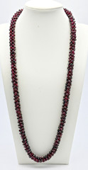 Vintage Almandine Garnet Torsade Rope Necklace No Clasp GREAT 25″ Length