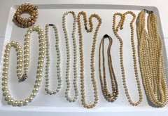 Vintage Lot of 7 Faux Pearl Necklaces 1 Bracelet Bridal Classic Elegant Retro
