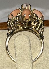 Vintage Angel Skin Coral Flower Ring Gold Tone Hawaiian Estate Size 5.75 1960’s