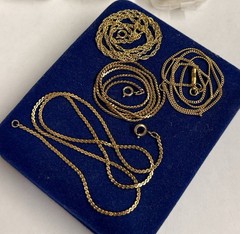 4x 14.5” Shiny GOLD FILLED Mix Size Rope Cuban Serpentine Link Gf Necklace LE