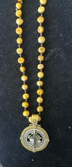 Vintage Necklace French Kande Faux Golden Pearl, Pendant Cognac Pineau 16”