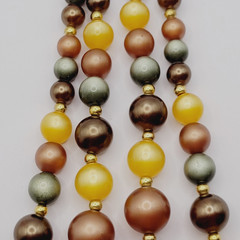 Autumn Colors Moonglow Lucite Bead Graduated Double Strand Vintage MCM Necklace