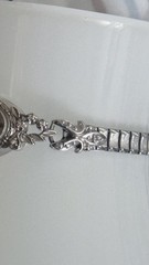 Vintage Bulova Ladies Watch-14K White Gold Cocktail With 8 Lovely Small Diamonds