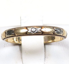 Antique Art Deco 14K 18K Yellow Gold Engraved Wedding Band Ring Size 5 UK-J1/2