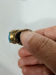 Vintage Gemstone Womens Ring Blue Gold Color Twisted Adjustable Band Jewelry