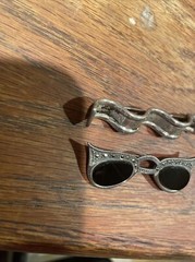 Sterling Cats Eye Sun Glasses Pin + Ribbon Pin Mexico 92.5 Both Well Made