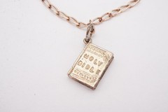 Vintage Sterling Silver 925 Bible Charm Bracelet 6.75″
