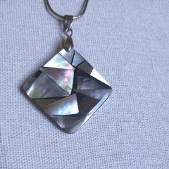 MOP high quality natural rainbow ABALONE MOSAIC SQUARE PENDANT modern triangles