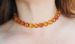 Faceted Amber Vintage Choker Necklace Fancy Clasp with UV Test See Pics