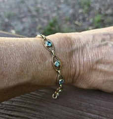 Art Deco Blue Zircon 14k Gold Bracelet
