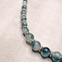 Vintage Fluorite Necklace Dark Aquamarine Color Statement Retro Necklace