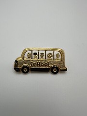 Vintage Gold Enamel School Bus Brooch Pin 4.5cm BB5