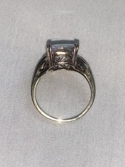 Vintage Gold Over Sterling Mercury Mist Topaz? Ring with Blue Accent Stones