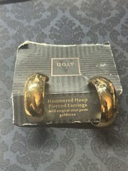 Vintage Avon Hammered Gold Tone Hoop Earrings | Bold Chunky Pierced |1980s 1990s