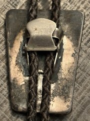 Navajo Sterling Silver Turquoise, Composite Agate, Bolo Tie Old Pawn