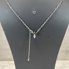Lia Sophia Gumdrop silvertone necklace w/crystal stations in pink green & yellow