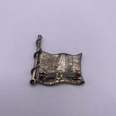 Vintage American Flag Brooch Pin Silver Tone USA Red White And Blue Old Glory