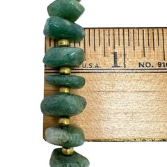 Vintage Green Aventurine Irregular Nugget Goldtone Bead Necklace