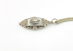 Creed Sterling Silver Our Lady Pendant Necklace Art Deco 15 In