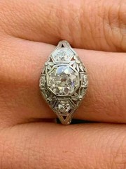 Vintage Art Deco Style Round Cut Lab Created Diamond 925 Silver Birthday Ring