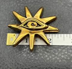 Scooter Paris Vintage Gold Tone Sun Evil Eye Brooch Pin 1980s Celestial Mystical