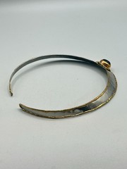 Mixed Metals Brutalist Choker Collar Necklace With Black Stone