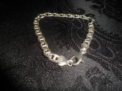 .925 Sterling Silver Vintage Italy Anchor Mariner Link Bracelet 8.25″