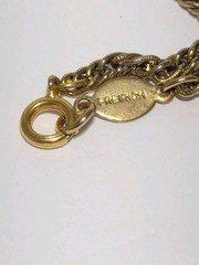 VTG Freirich Gold Tone Chain Necklace With Stationed Oval Metal Beads 54″. FLAW
