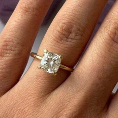 Pure 10K Yellow Gold FN Cushion Cut 2.00CT White Moissanite Women’s Party Ring