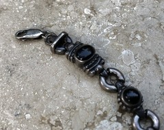 🖤✨AUTHENTIC VINTAGE STERLING SILVER BLACK ONYX LINK ESTATE JEWELRY BRACELET ✨🖤