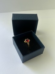 Vintage Red Cubic Zirconia Ring Gold Plated Womens Size 9.5