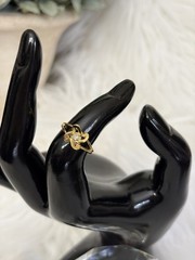 Vintage New Old Stock Gold Plated Love Knot Ring Adjustable Band Y2K Faux Stone