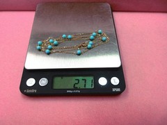 Ross Simons 14K Yellow Gold Italy 30″ 4mm Stablized Turquoise Station Necklace