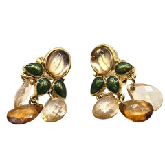 Vintage Earrings Teardrop Beaded Kundan Style Screwback Clip On Gold Tone SK3108