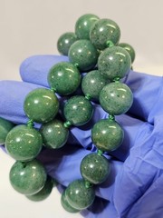 vtg Large Beads Knotted Jade Jadeite Beaded Necklace Filigree Silver Clasp 110g