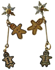 Susan Richardson vintage earrings dangle mixed metals gingerbread snowflakes